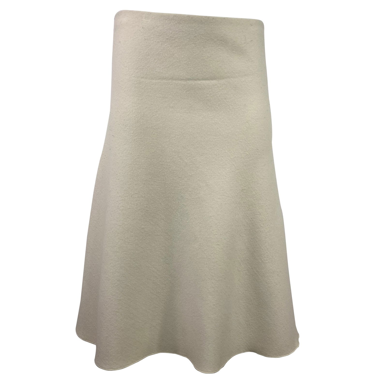 The Row Beige Wool Flare Skirt, Size 4: Product details: The skirt features ivory, cream color, mid knee length with rear zip closure. Made in USA. Reserve: $632.00 Shipping: Domestic: Flat-rate of $85.99 to anywhere within the co