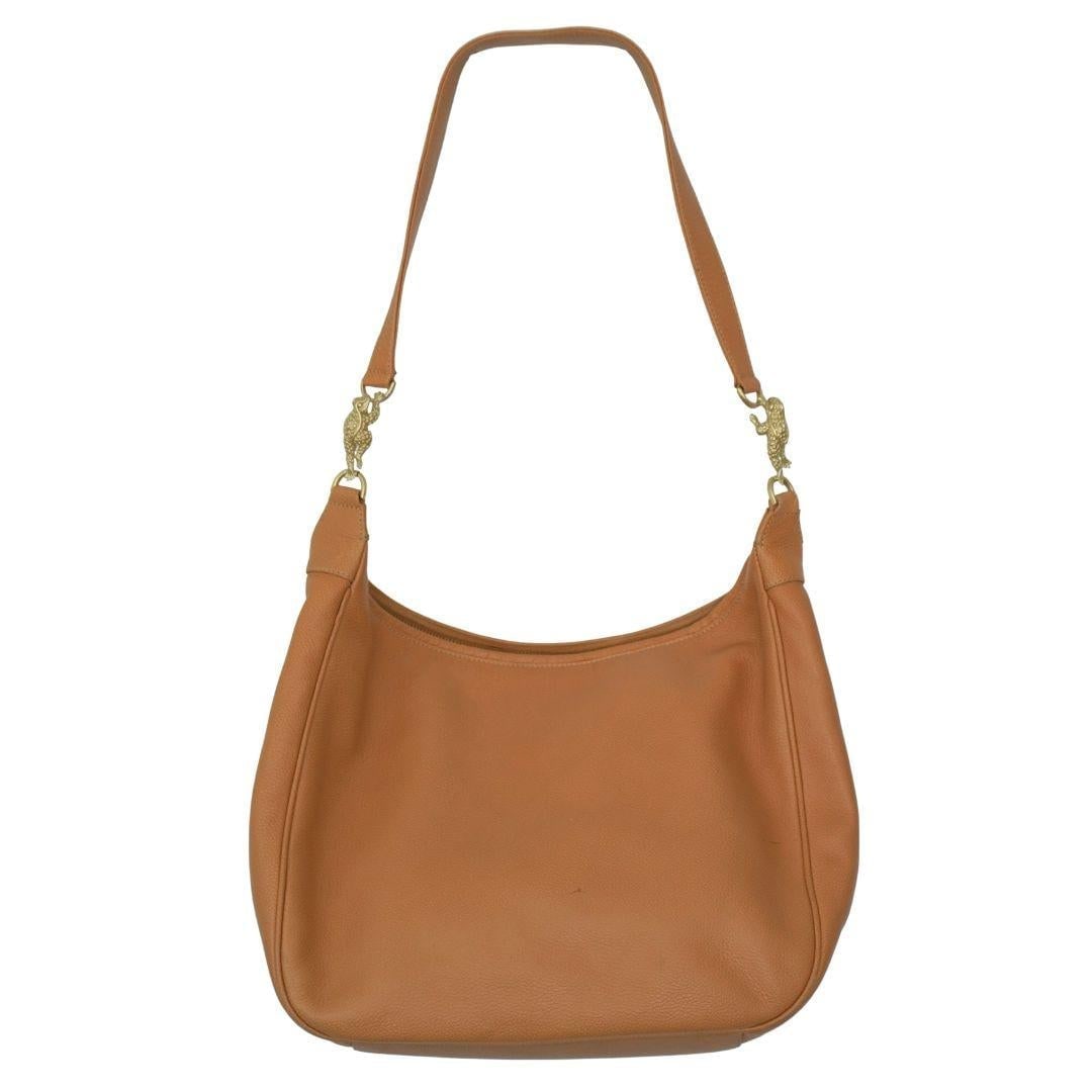 Barry Kieselstein-Cord Tan Leather Hobo Shoulder Bag: Barry Kieselstein-Cord Tan Leather Hobo Shoulder Bag with herman toad details Depth 4” Length across 15.5" Bag Height 10.5” Handle Drop 15” There is some wear to the bag that is
