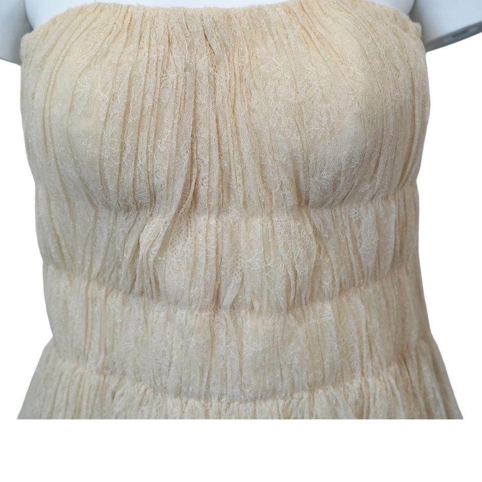 1900s Lanvin Ivory Cream Floral Lace Sleeveless Midi Dress - 13