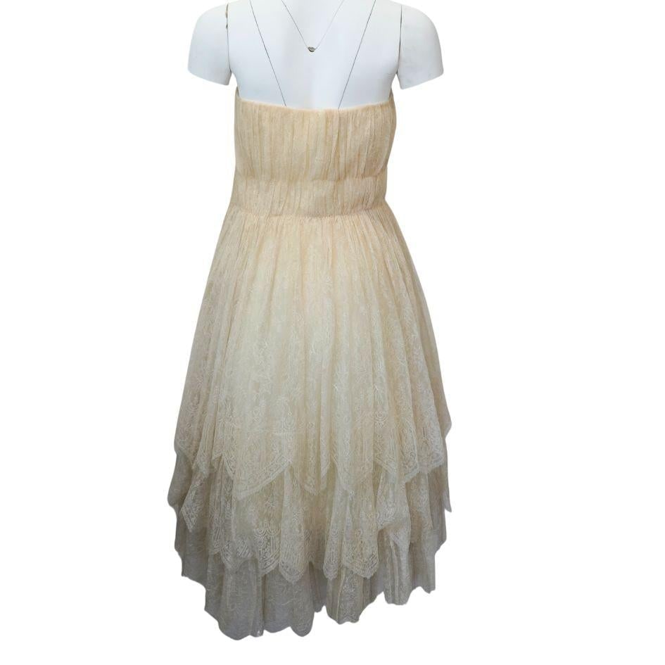 1900s Lanvin Ivory Cream Floral Lace Sleeveless Midi Dress - 9