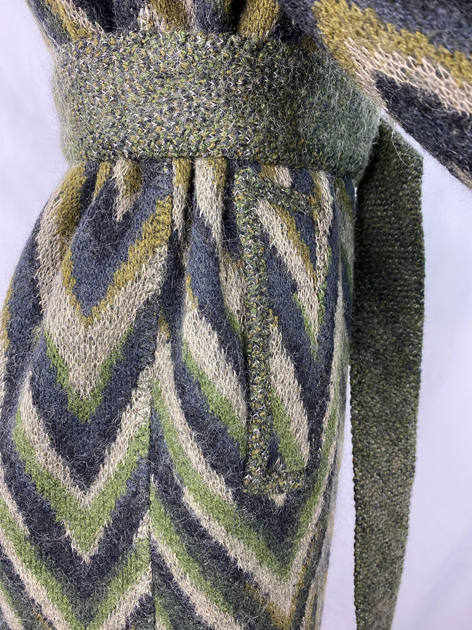 Vintage Missoni Green Striped Wool Blend Maxi Coat Jacket, Size 40 - 17