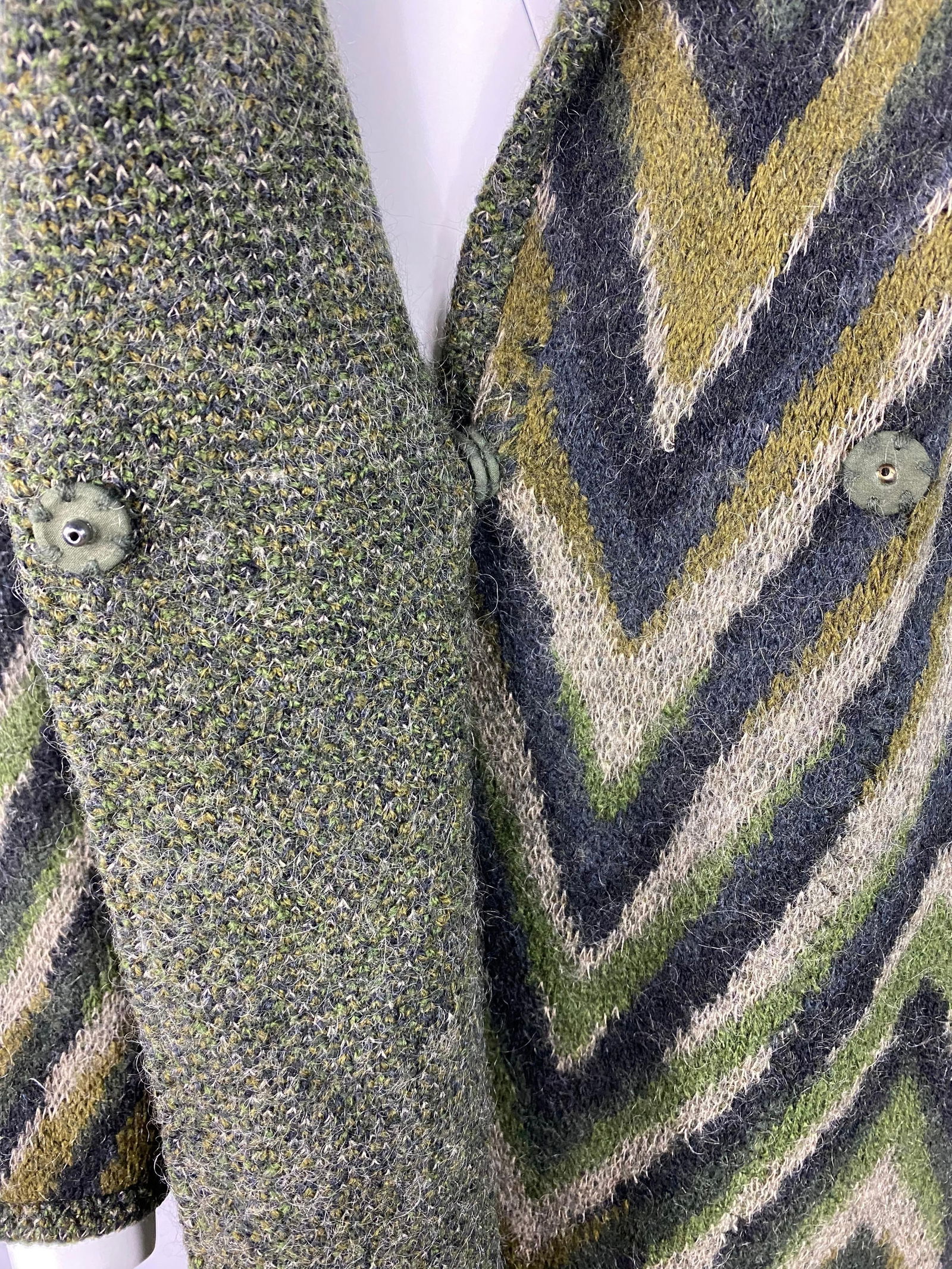 Vintage Missoni Green Striped Wool Blend Maxi Coat Jacket, Size 40 - 5