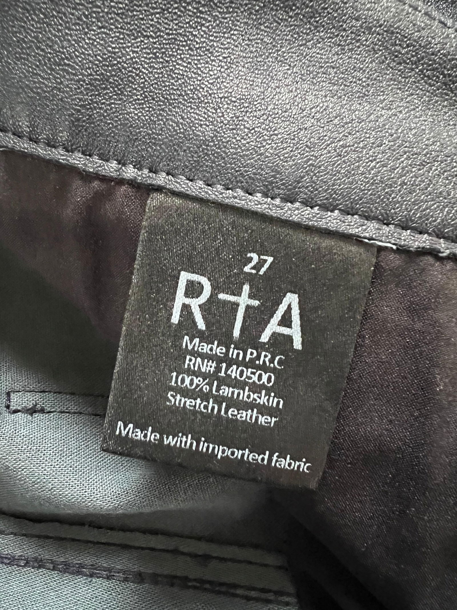 RtA Navy Leather Pants, Size 27 - 13