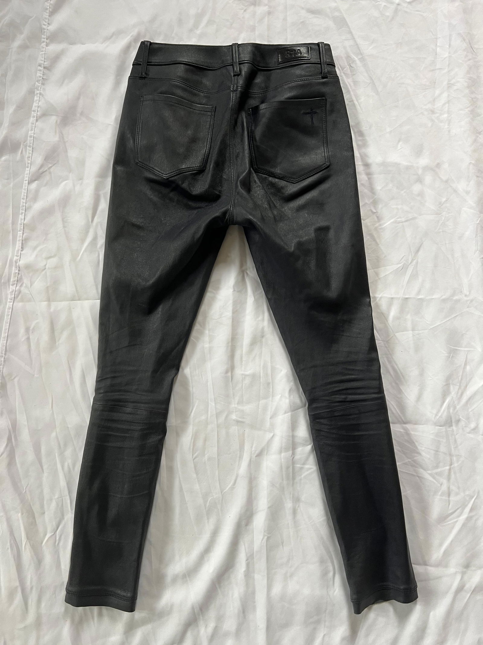 RtA Navy Leather Pants, Size 27 - 4