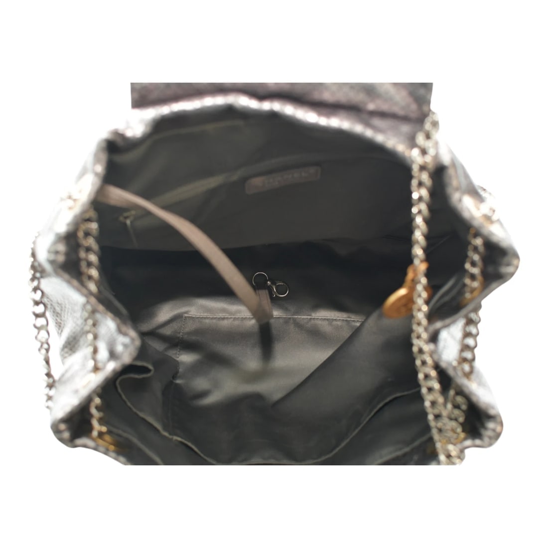 CHANEL Silver Metallic Drill Perforated Leather Large Flap Tote Bag Gold Chain - 14