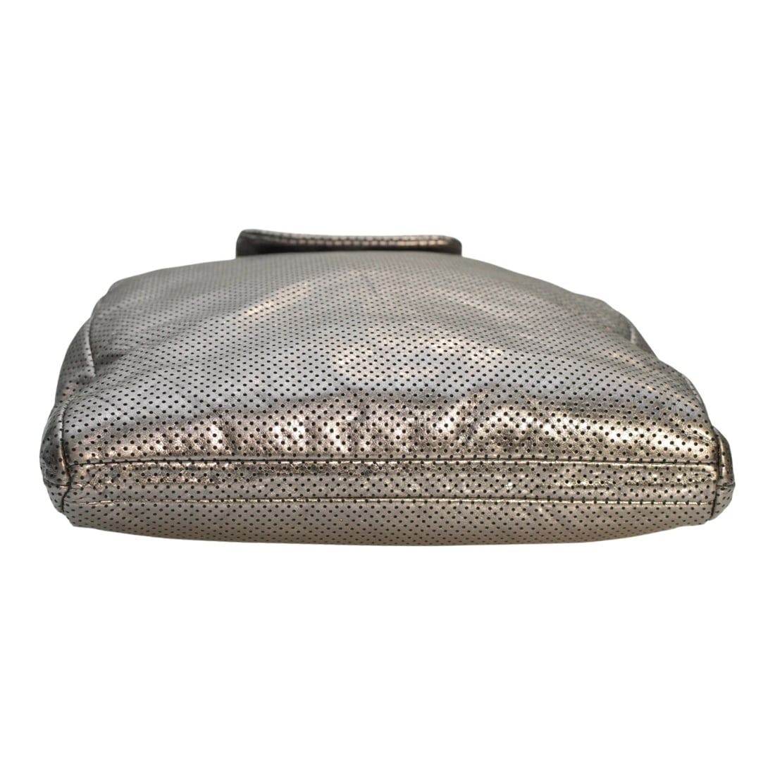 CHANEL Silver Metallic Drill Perforated Leather Large Flap Tote Bag Gold Chain - 6