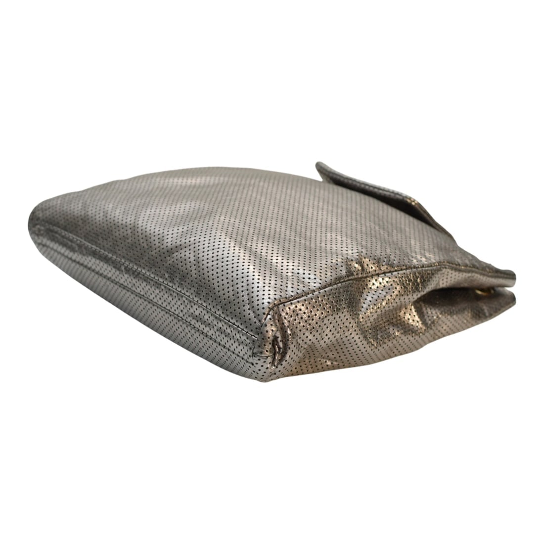 CHANEL Silver Metallic Drill Perforated Leather Large Flap Tote Bag Gold Chain - 8