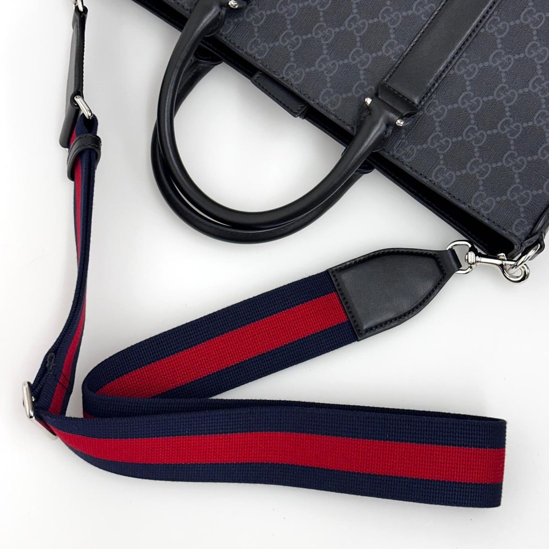 GUCCI Black GG Supreme Canvas Business Bag - 6