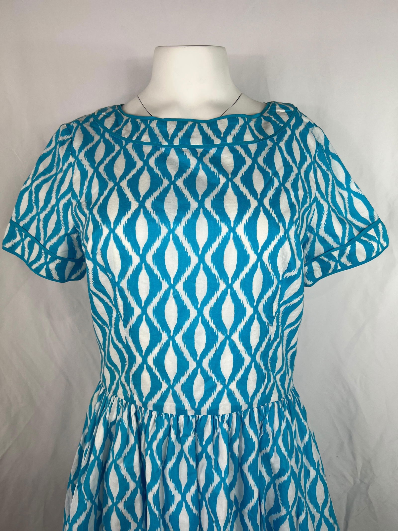 Oscar de la Renta Blue and White Dress, Size 10 - 14