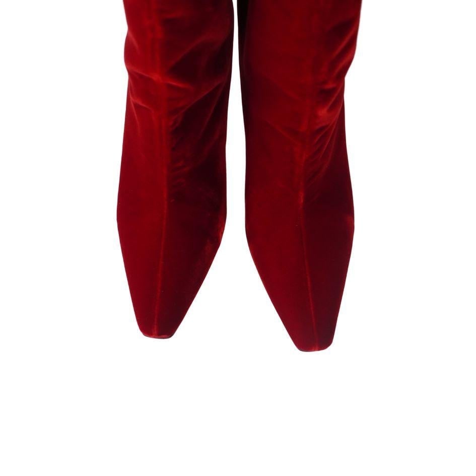 Jimmy Choo Chad 90 Pointed Toe Red Velvet Knee High Boots 41 - 10