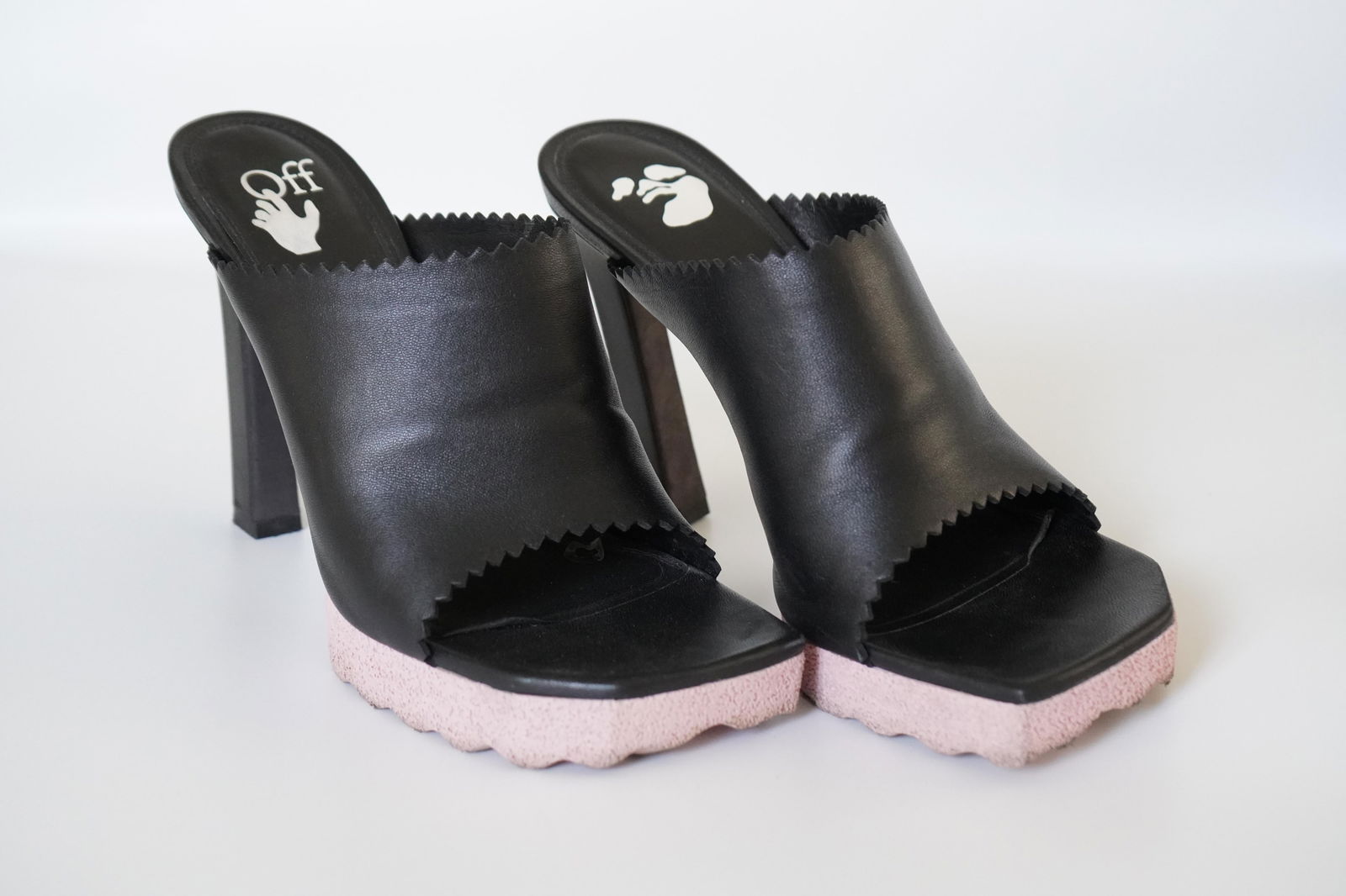 Off-White Black Leather Sponge Mules 39 - 19