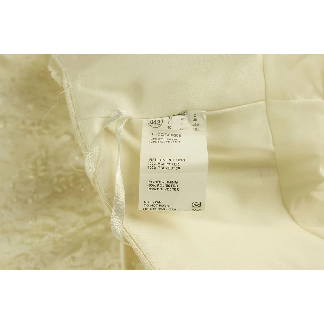 Pronovias White Beaded Floor Length Bridal Wedding Gown Halter Lace Dress 42 It - 6