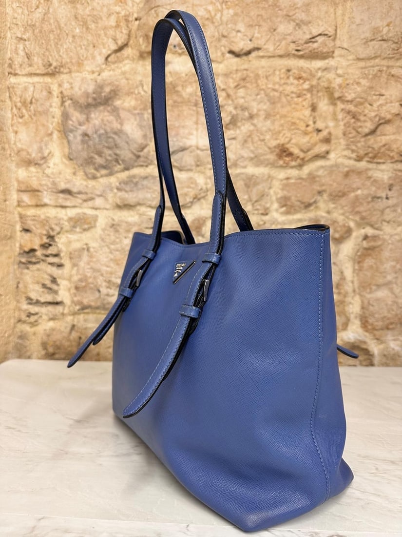 PRADA Blue Saffiano Tote Shopping Bag - 3