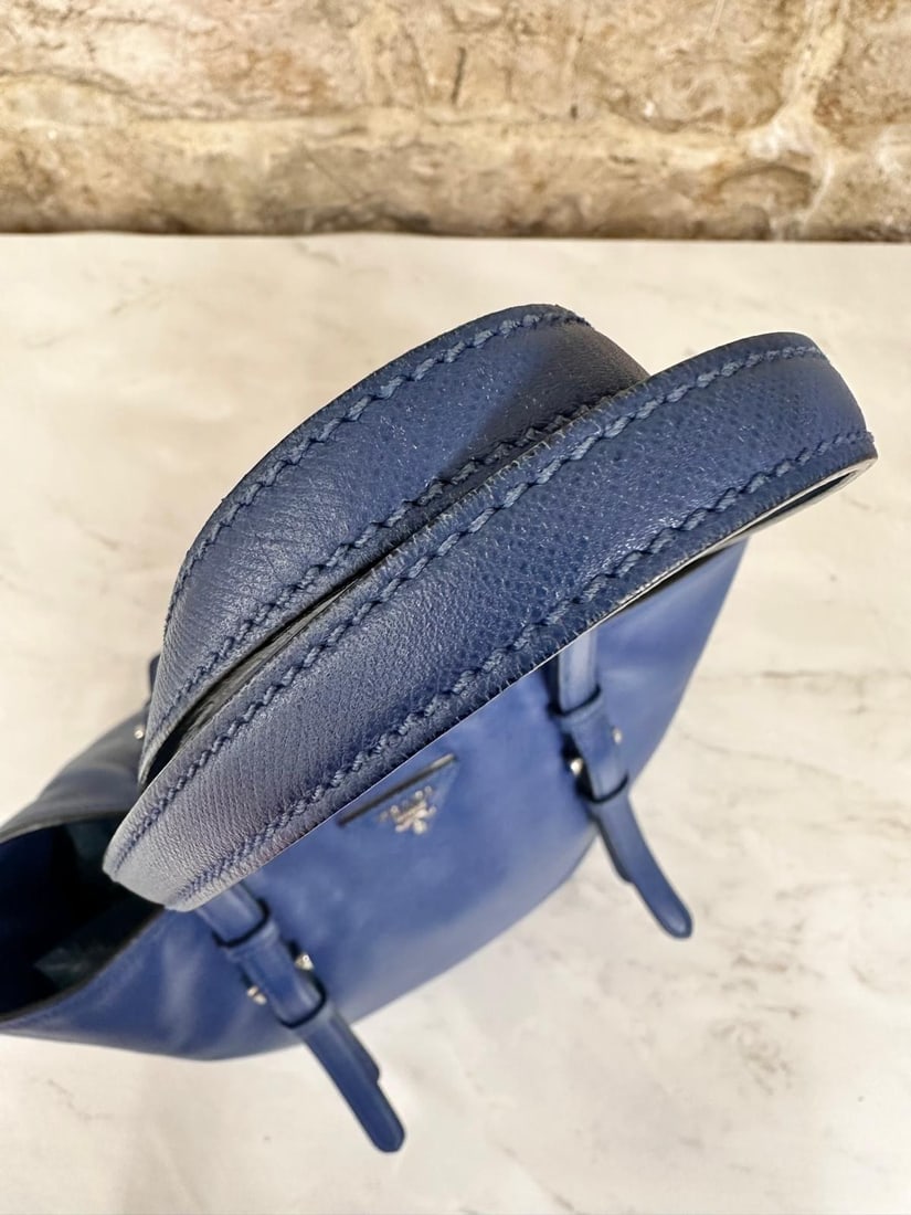 PRADA Blue Saffiano Tote Shopping Bag - 8