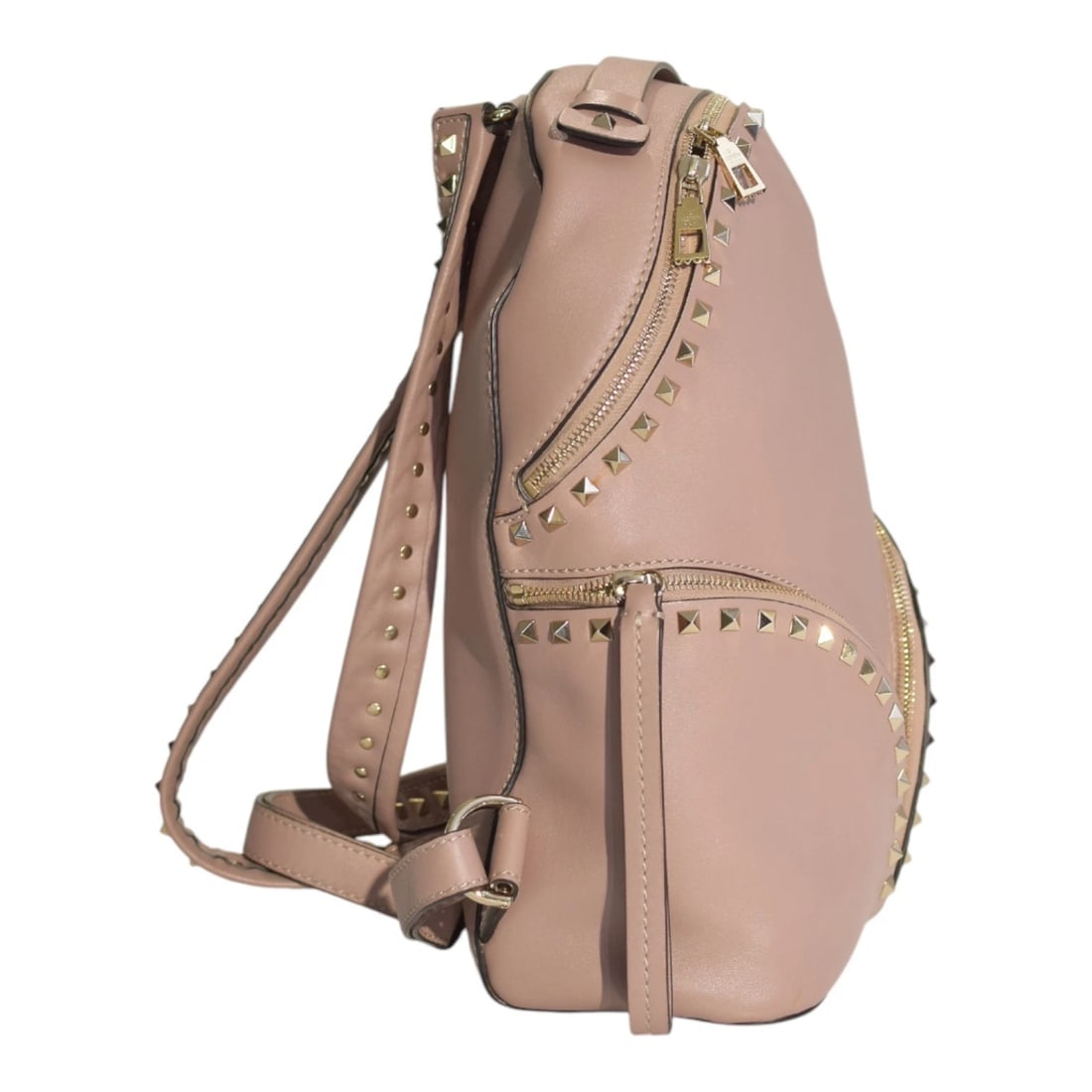Valentino Garavani Rockstud Two Pocket Backpack in Blush Pink Leather Medium - 4