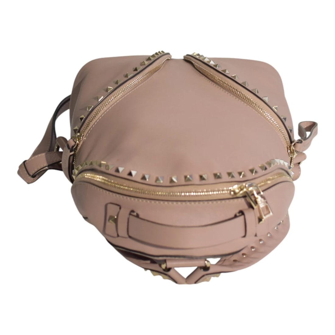 Valentino Garavani Rockstud Two Pocket Backpack in Blush Pink Leather Medium - 5