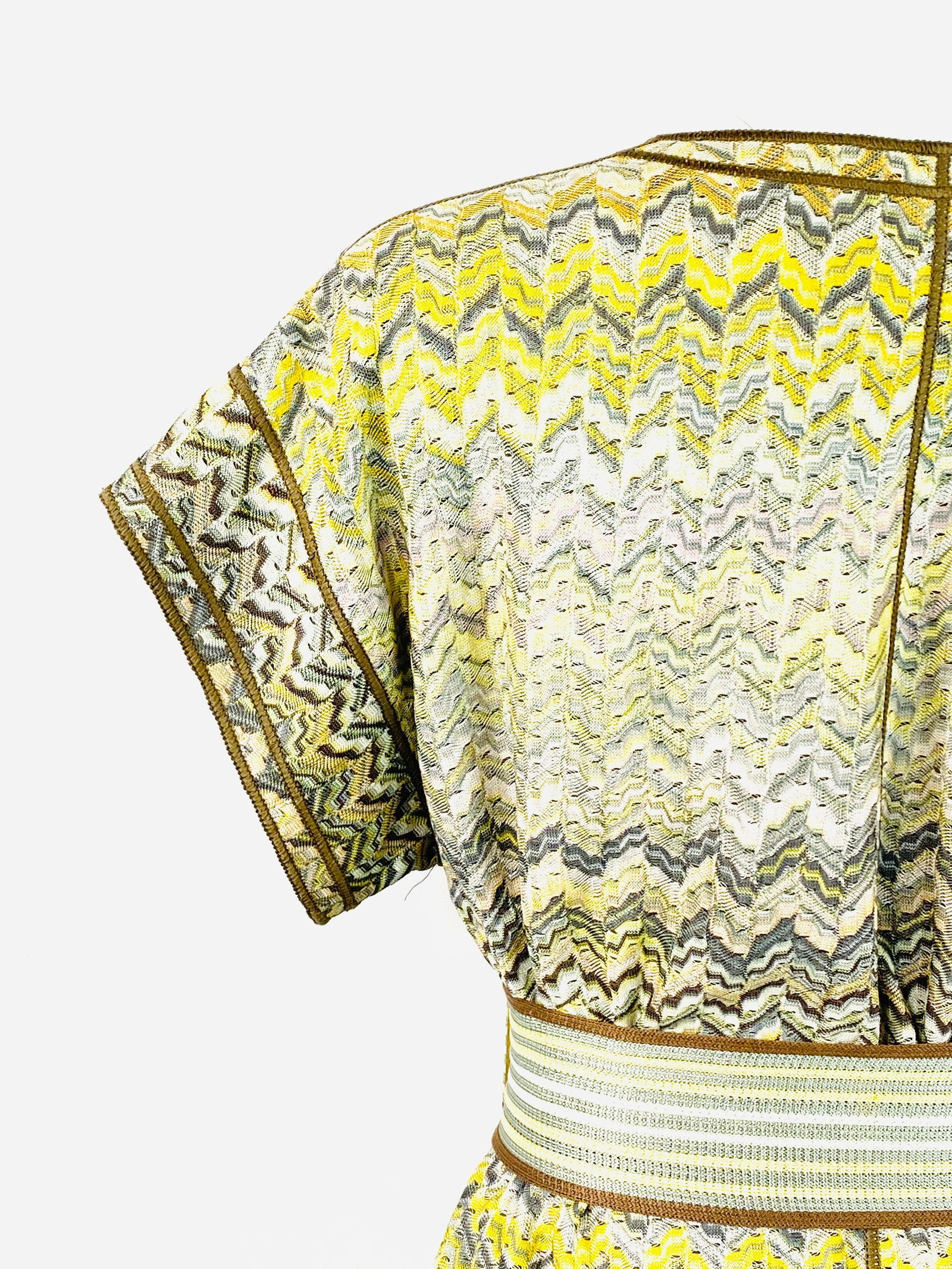 Vintage Missoni Multi Color Coat Cover Up Mini Dress w/ Belt Size 42 - 2