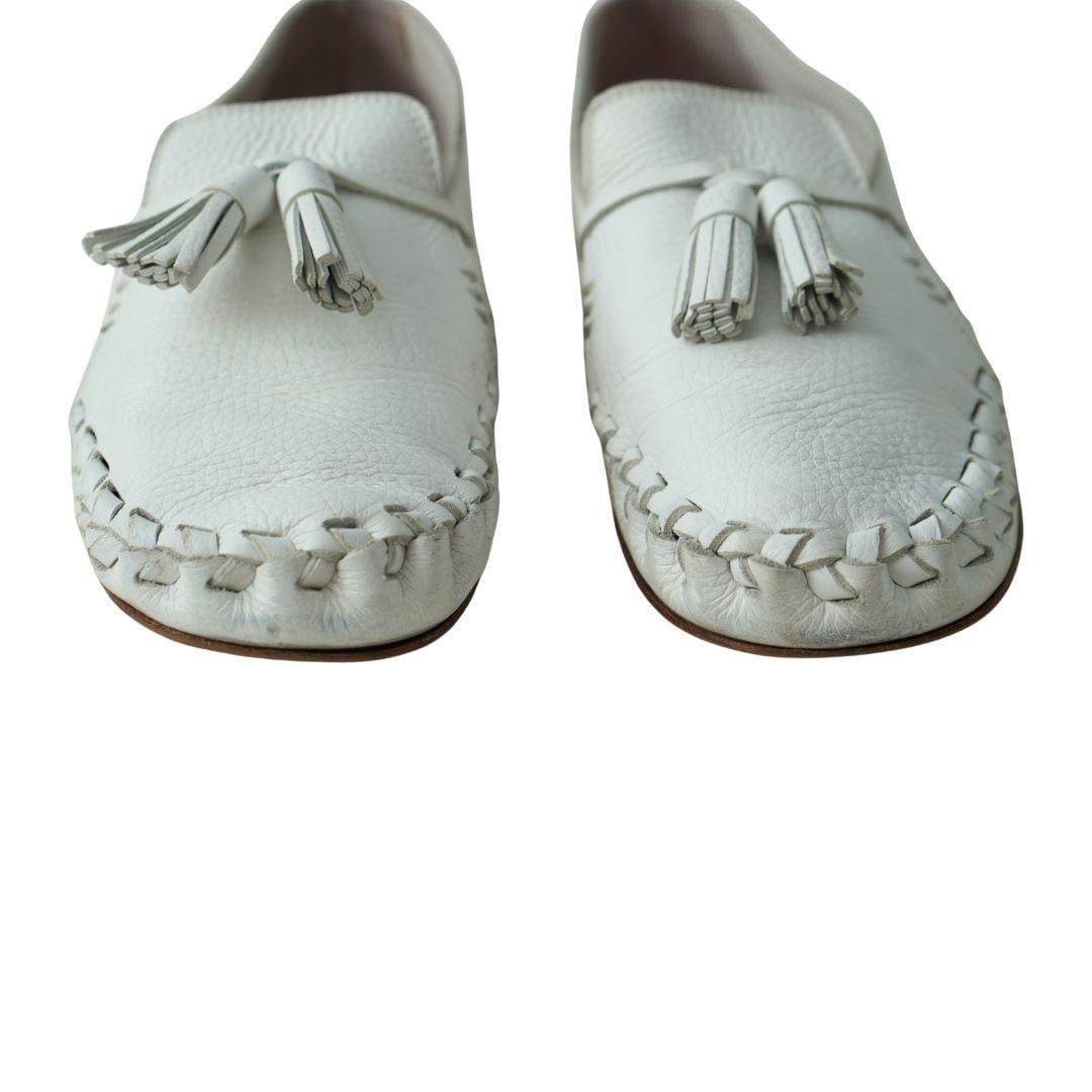 Celine White Leather Tassel Loafers sz 9.5 - 12
