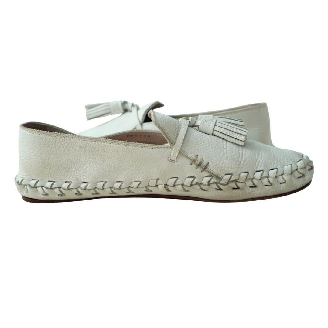 Celine White Leather Tassel Loafers sz 9.5 - 3