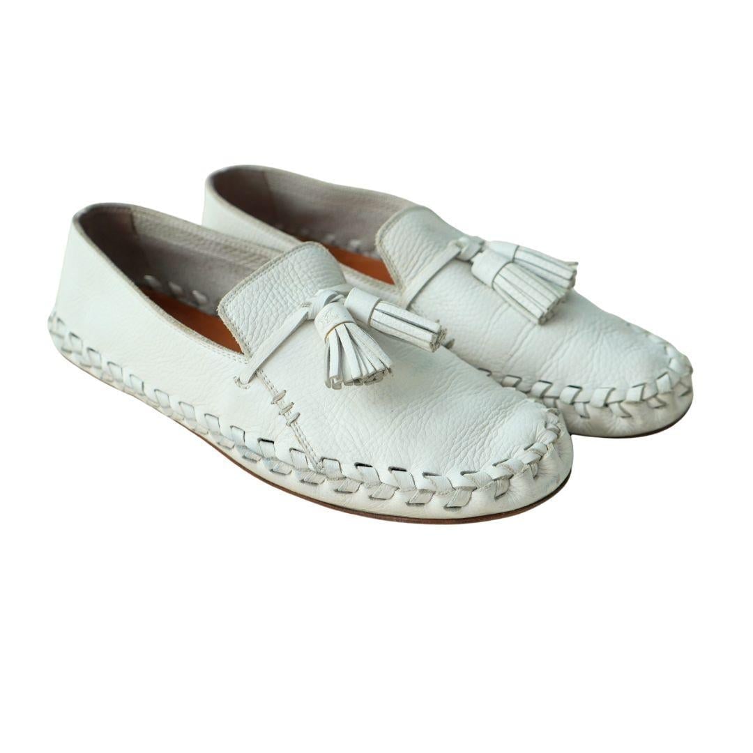 Celine White Leather Tassel Loafers sz 9.5 - 9