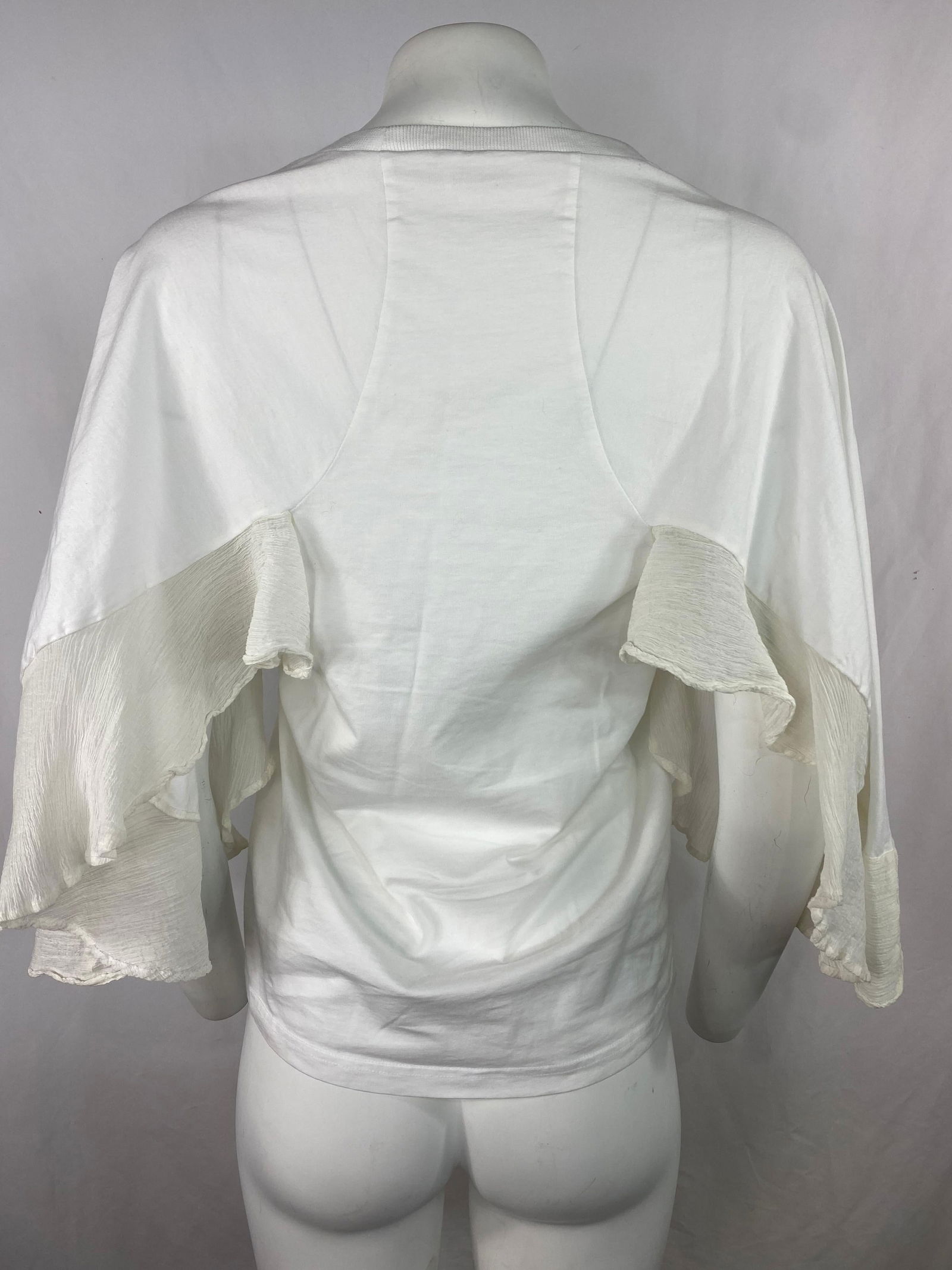 Chloe White Cotton Top Blouse, Size Medium - 3