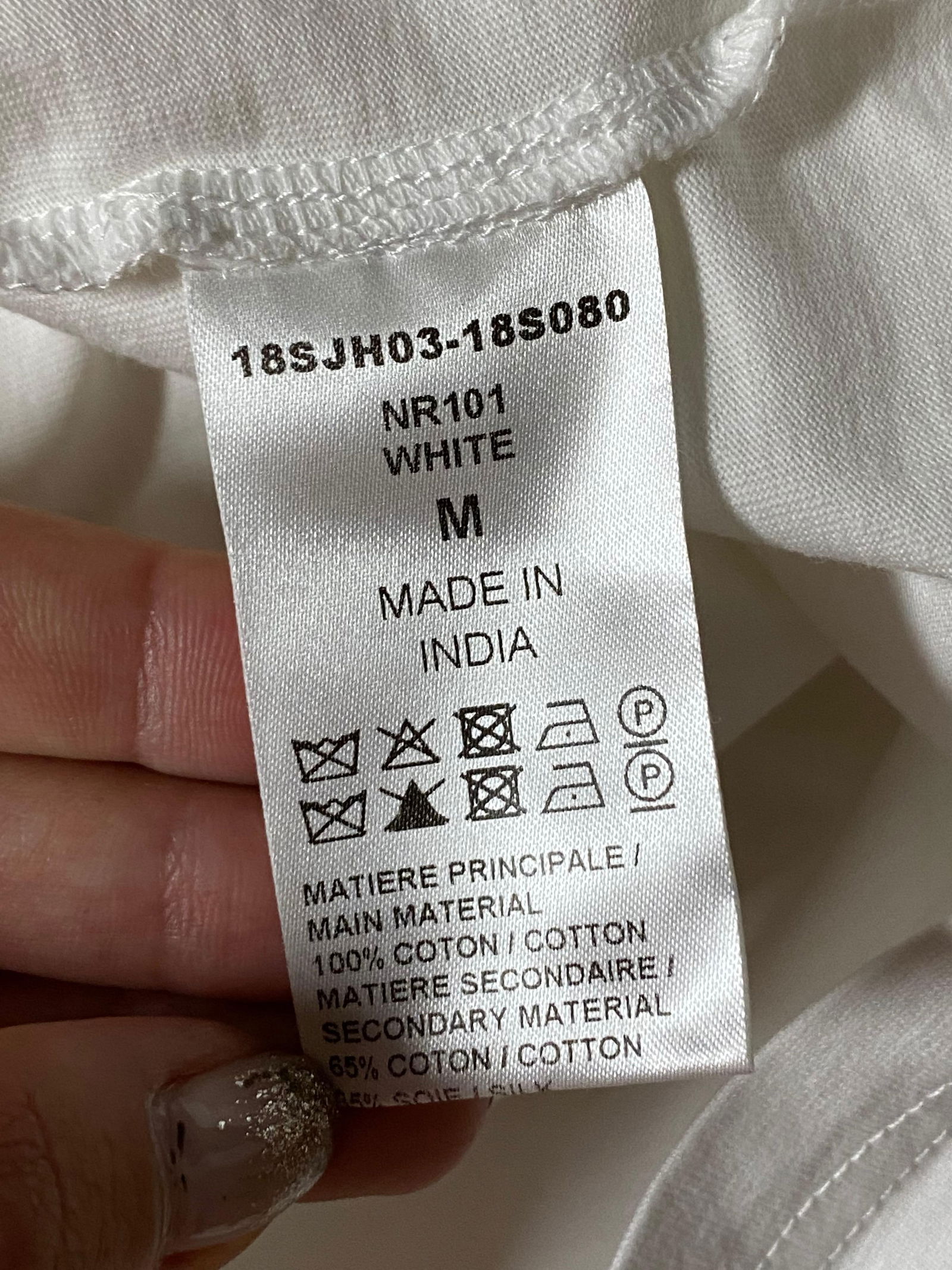 Chloe White Cotton Top Blouse, Size Medium - 6