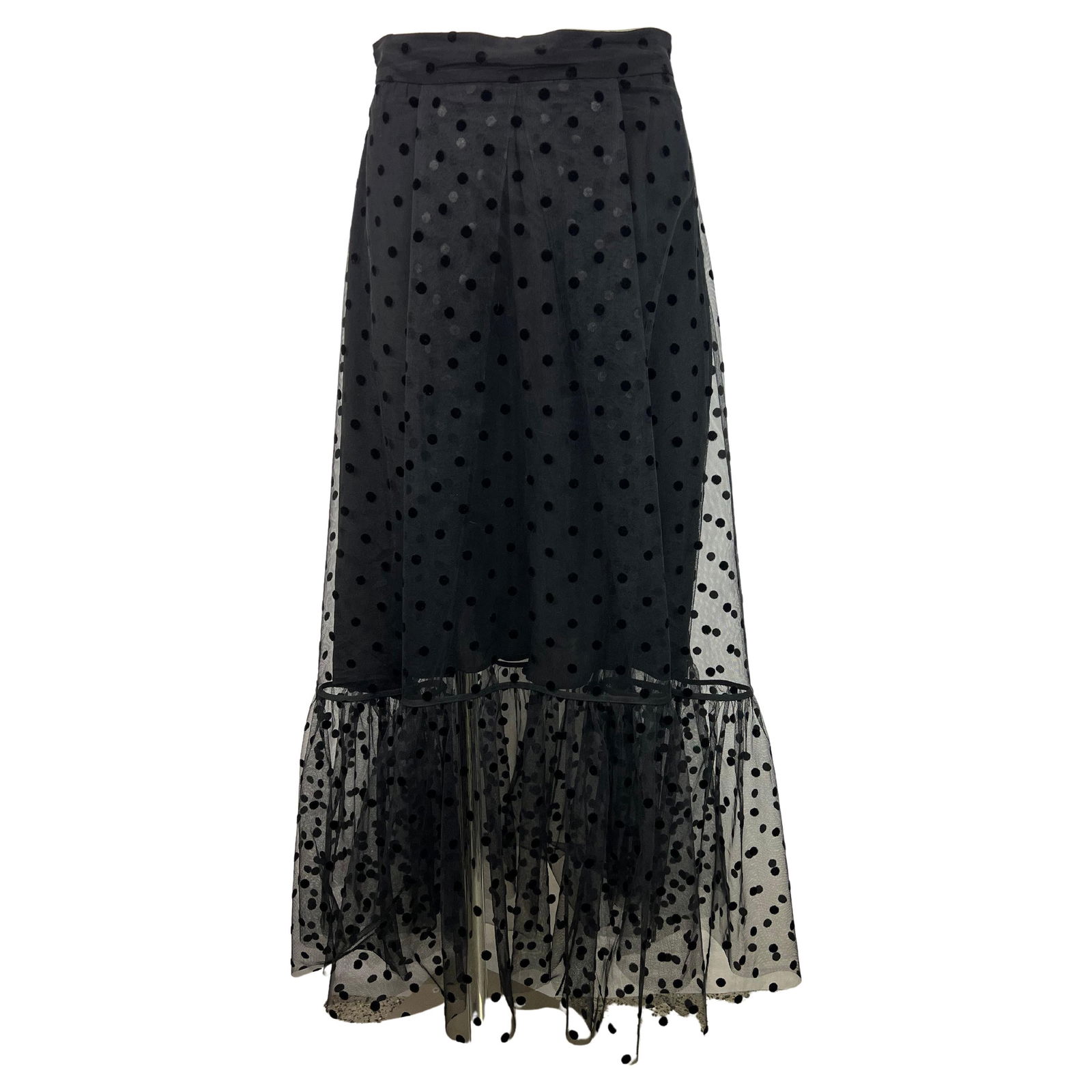 Huishan Zhang Black Polka Dot Midi Skirt, Size 4 - 13