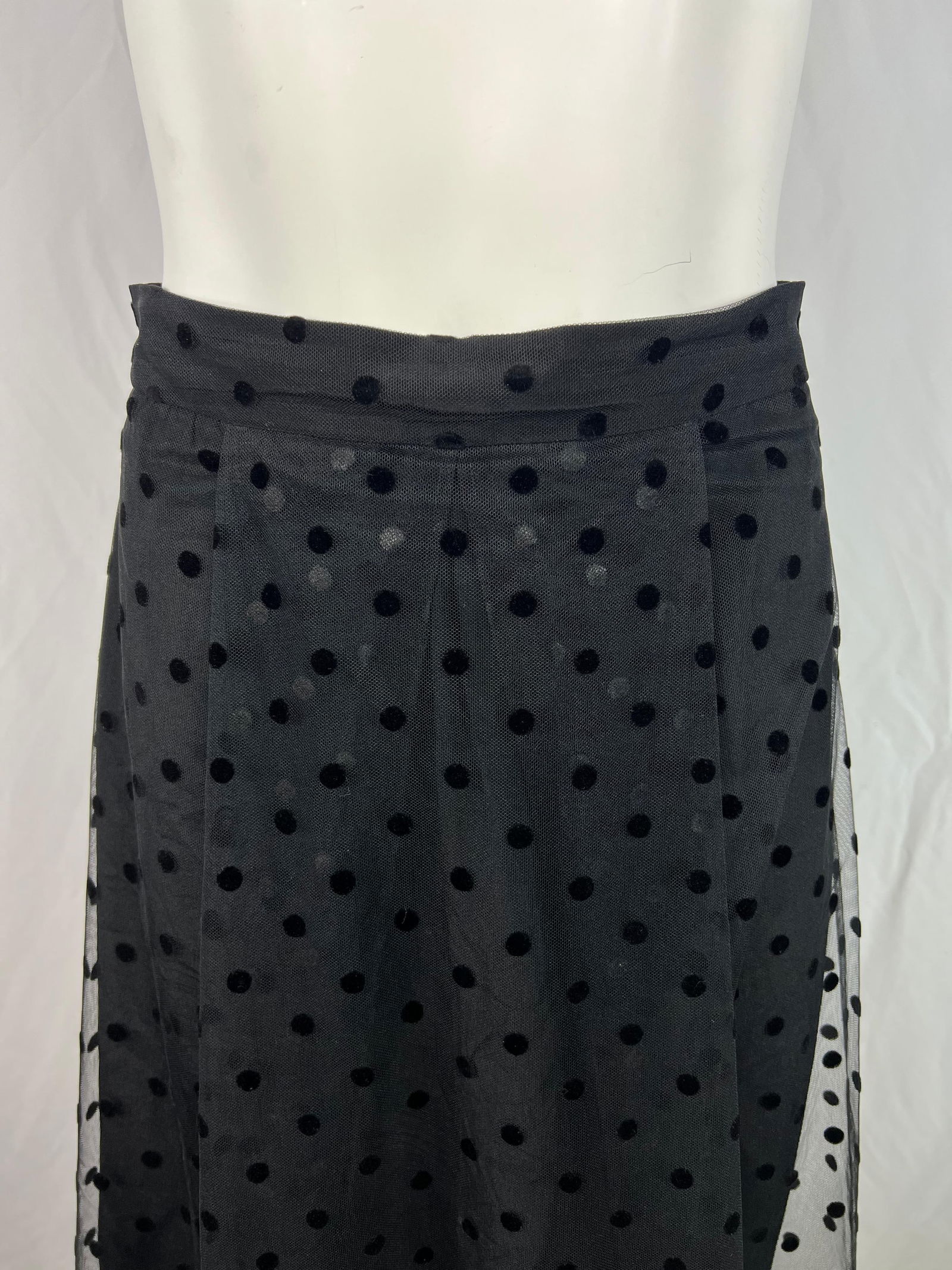 Huishan Zhang Black Polka Dot Midi Skirt, Size 4 - 6