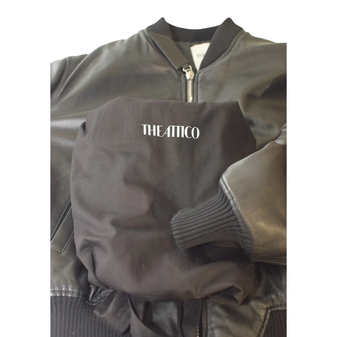 The Attico Anja Black Bomber Jacket 100% Lamb Leather Oversized IT40 / S-M - 13