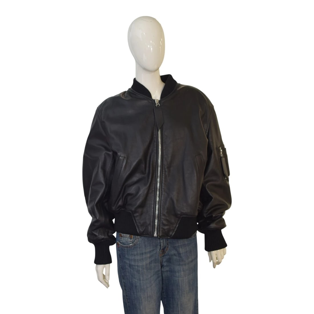 The Attico Anja Black Bomber Jacket 100% Lamb Leather Oversized IT40 / S-M - 2
