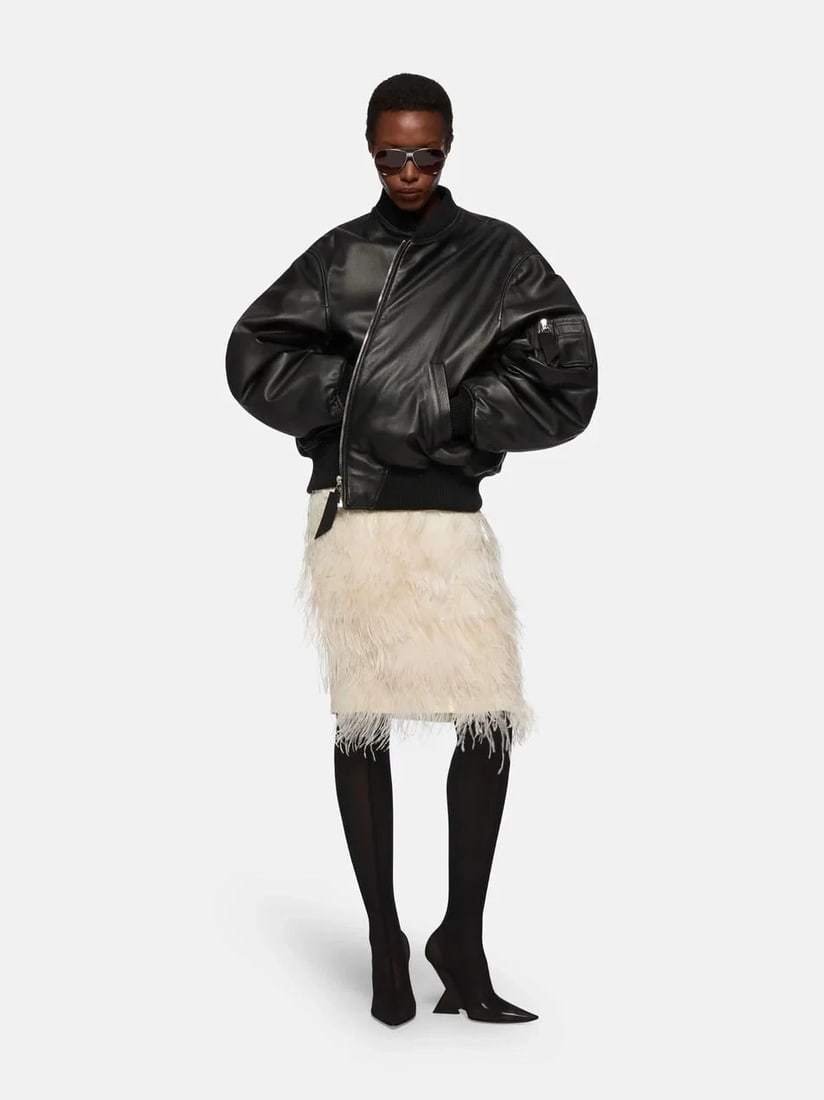 The Attico Anja Black Bomber Jacket 100% Lamb Leather Oversized IT40 / S-M - 3