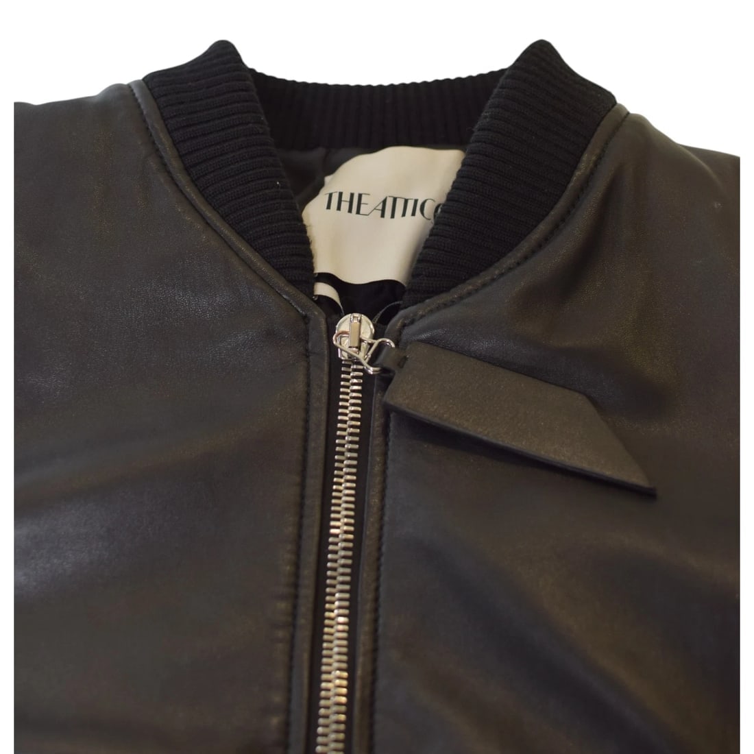 The Attico Anja Black Bomber Jacket 100% Lamb Leather Oversized IT40 / S-M - 8