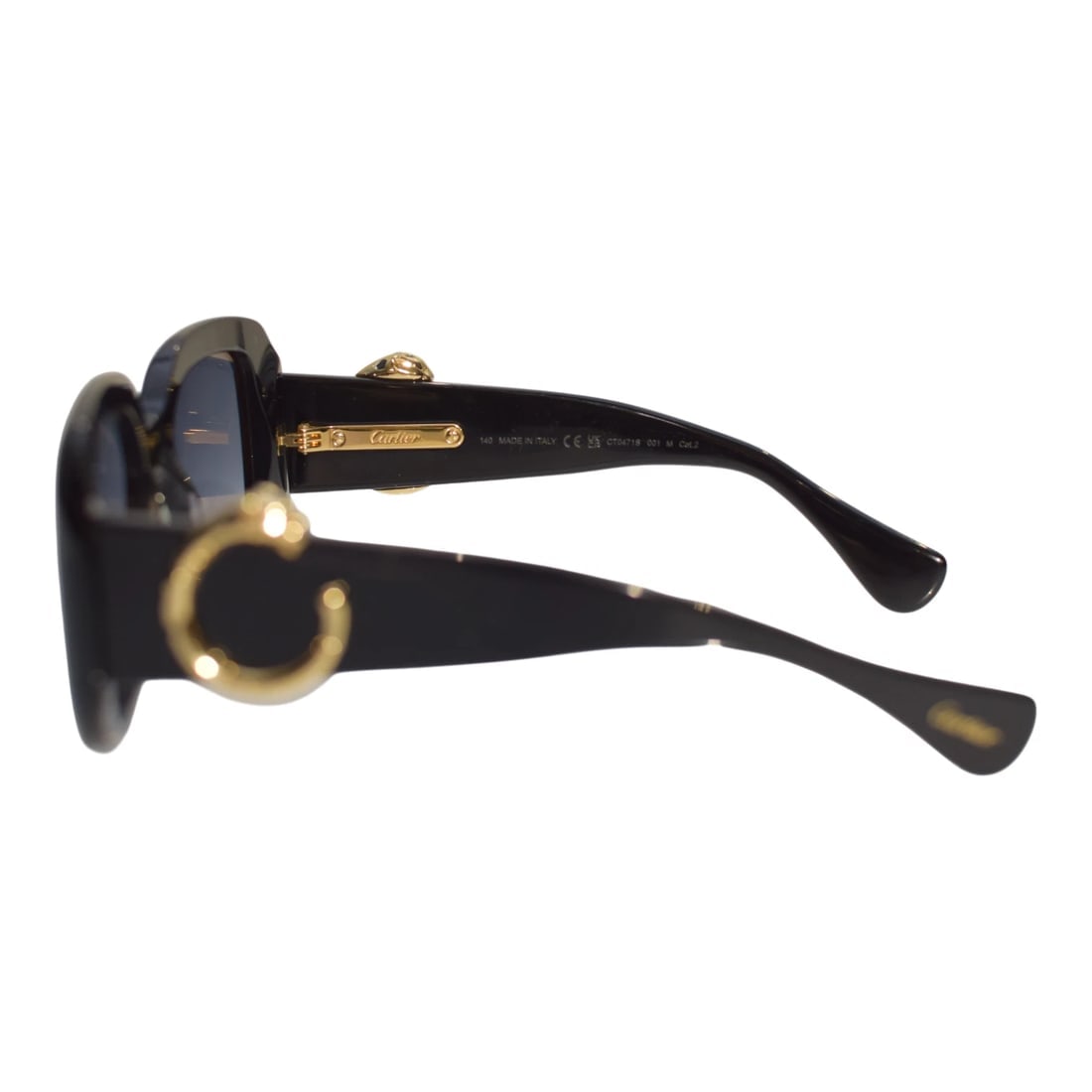 Cartier CT0471S Black with Gold Panther-C Acetate Square Sunglasses with box - 13