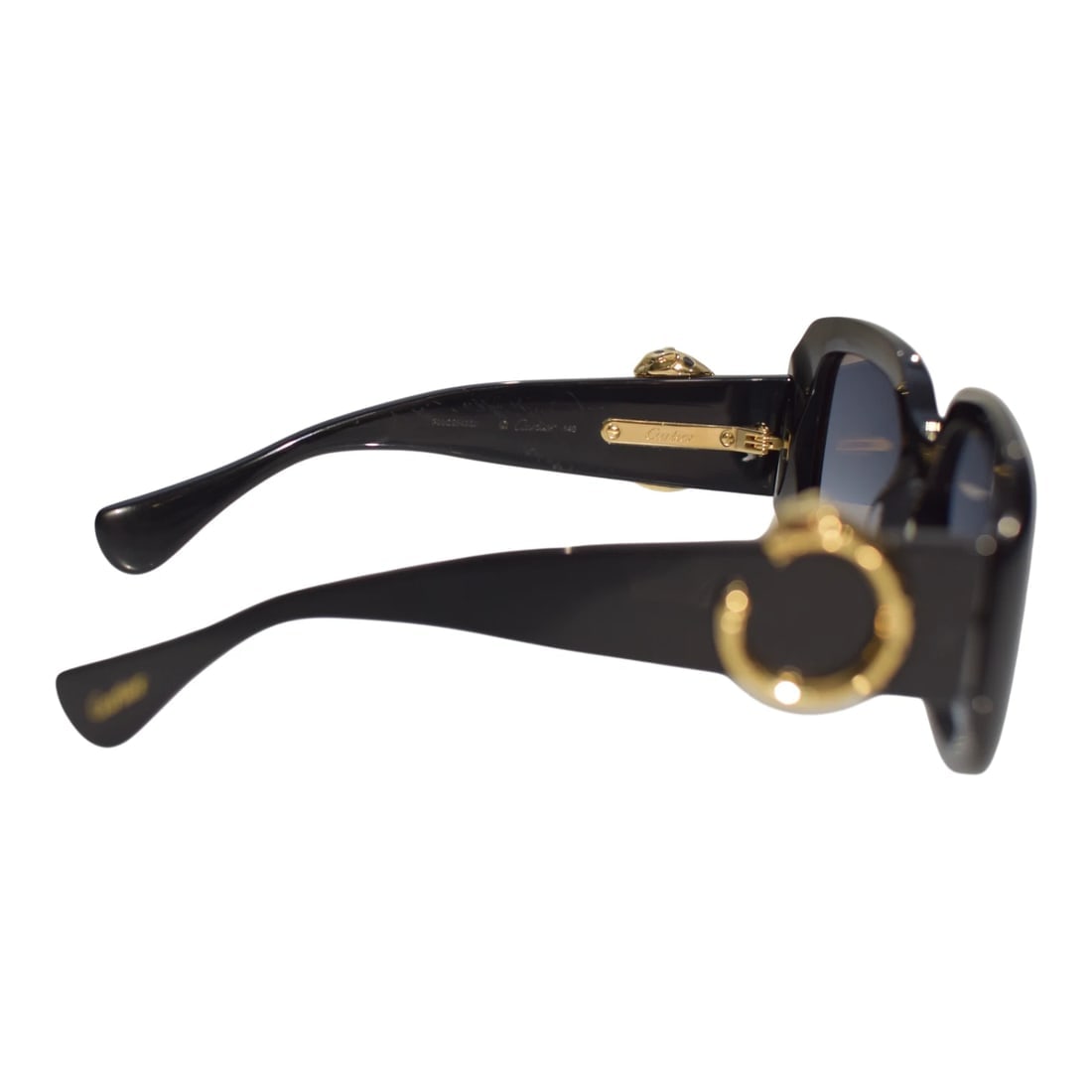 Cartier CT0471S Black with Gold Panther-C Acetate Square Sunglasses with box - 14