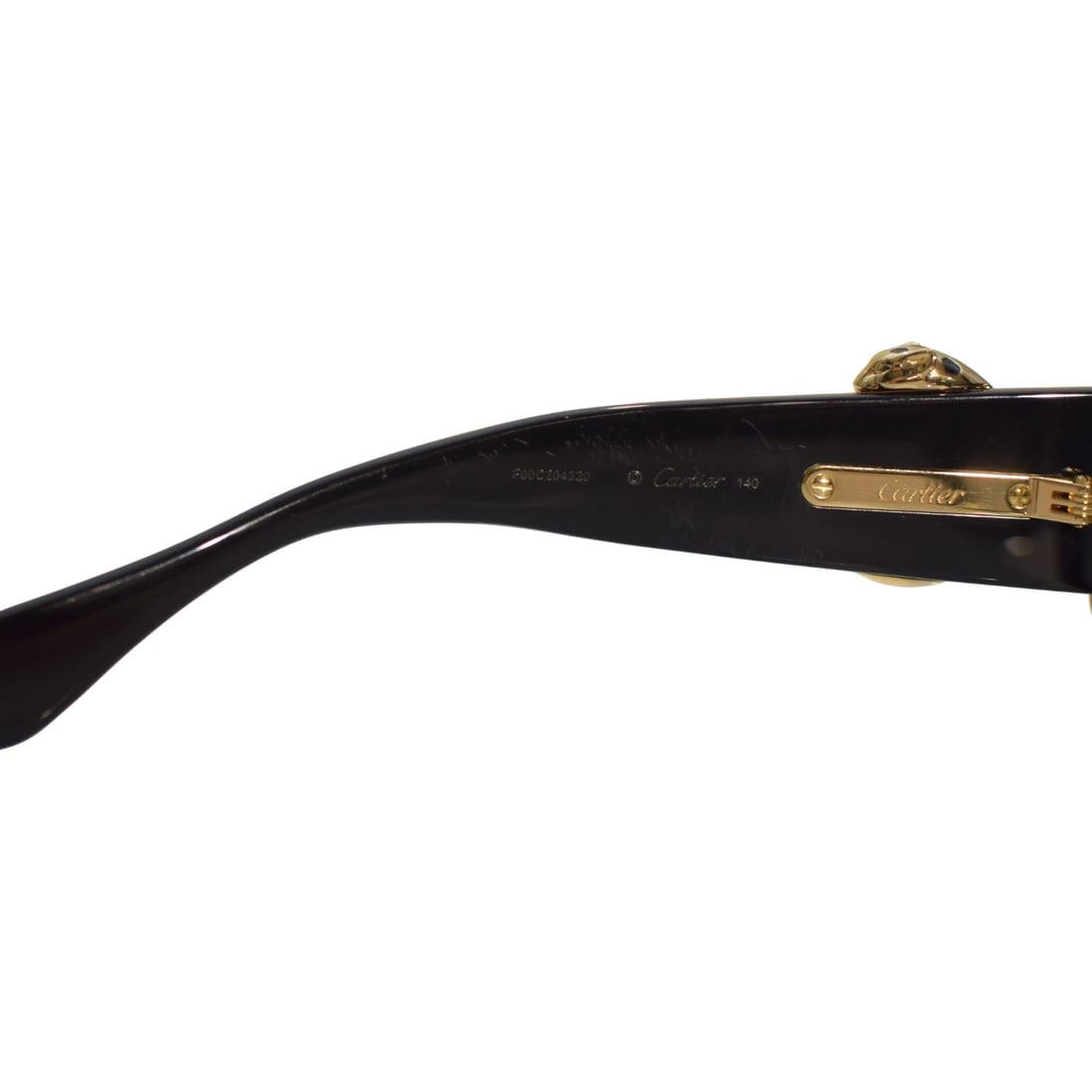 Cartier CT0471S Black with Gold Panther-C Acetate Square Sunglasses with box - 17
