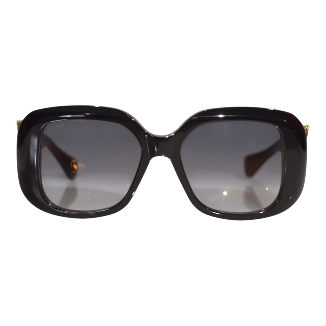 Cartier CT0471S Black with Gold Panther-C Acetate Square Sunglasses with box - 3