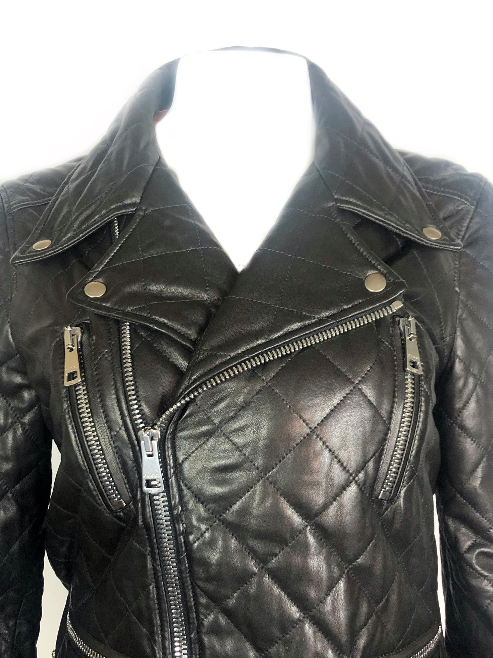 GUCCI Brown Leather Moto Jacket w/ Pearls Size 44 - 14
