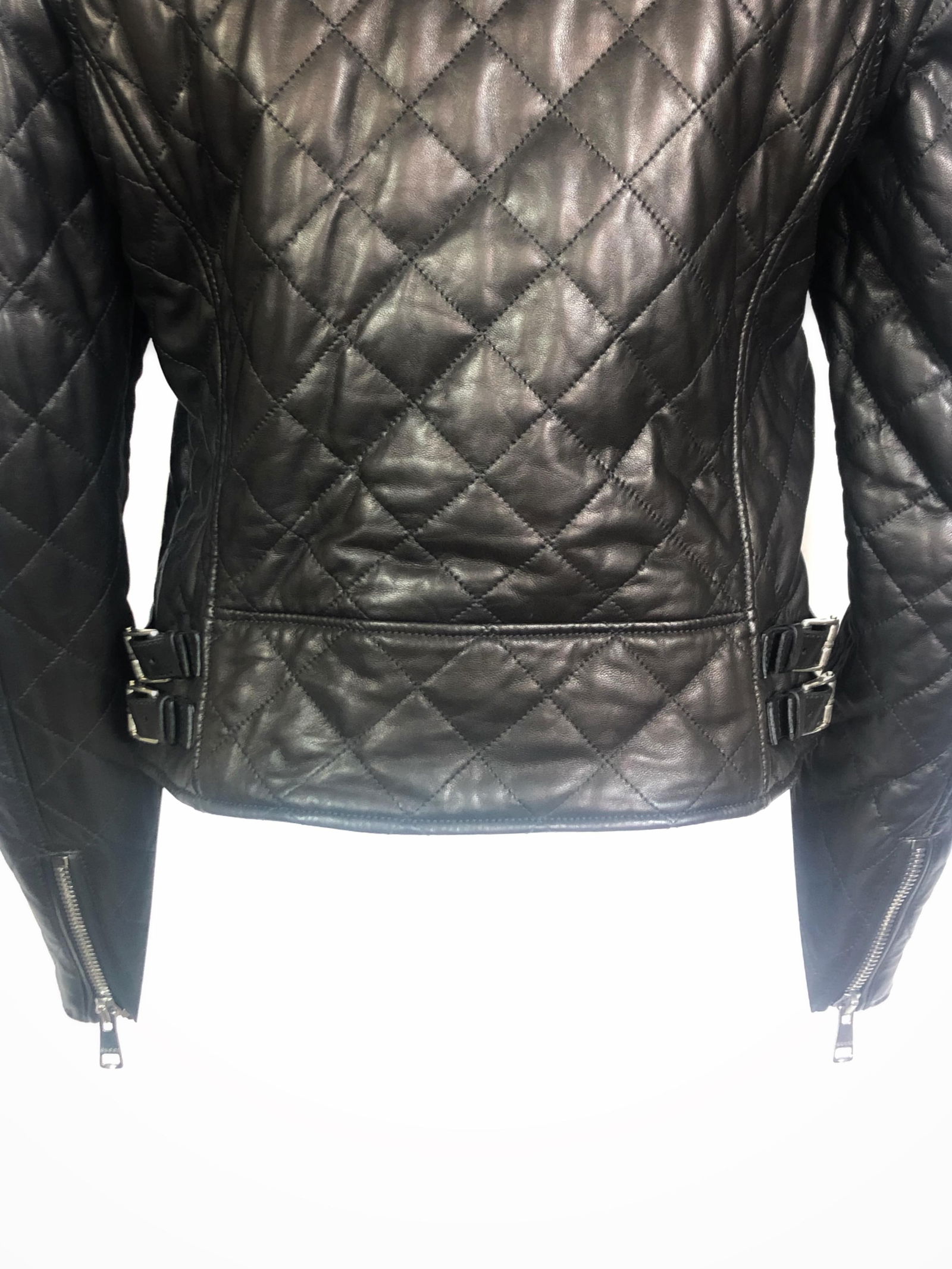 GUCCI Brown Leather Moto Jacket w/ Pearls Size 44 - 20