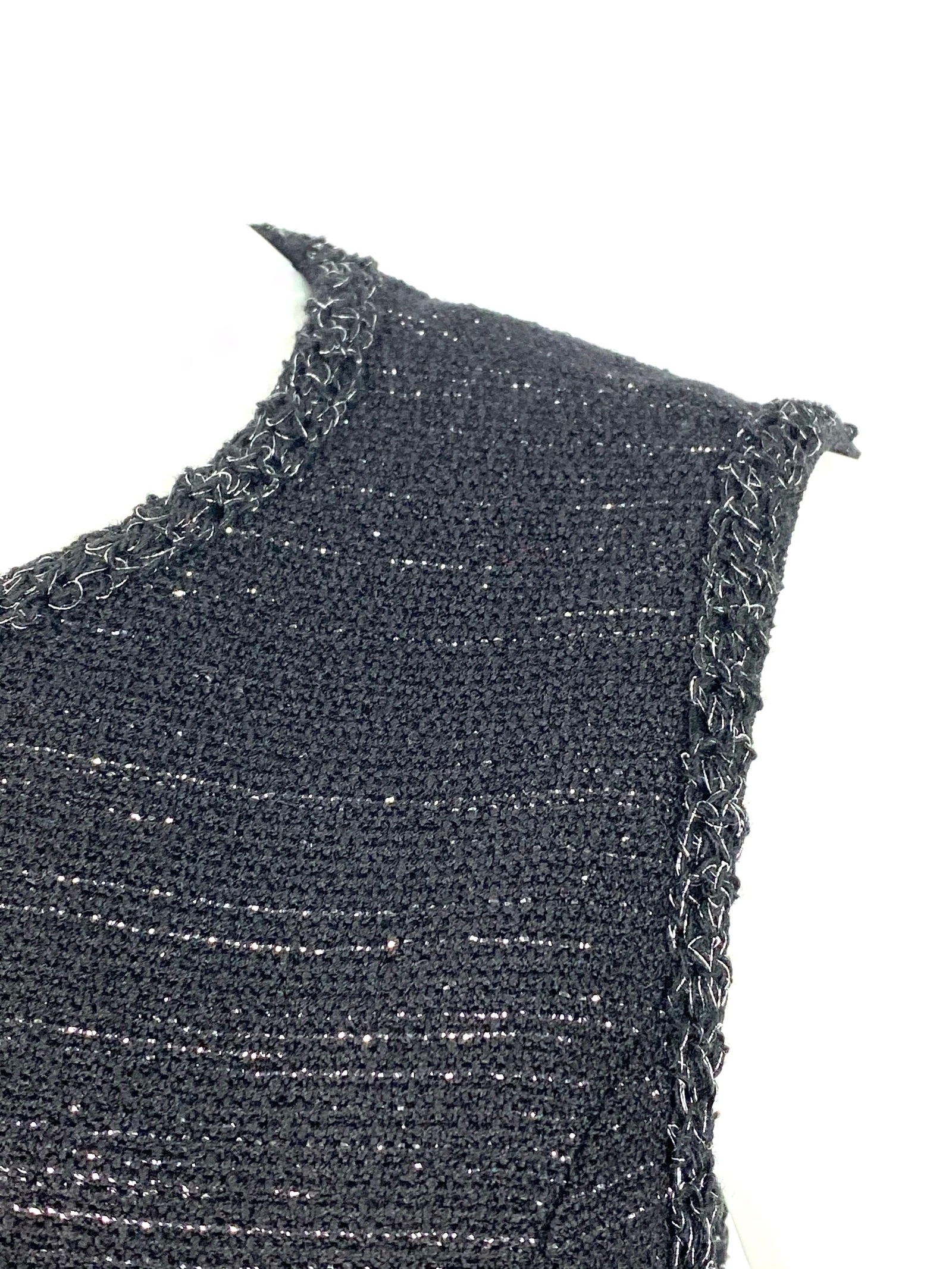 Chanel Black Tweed and Metallic Sleeveless Midi Dress Size 40 - 10