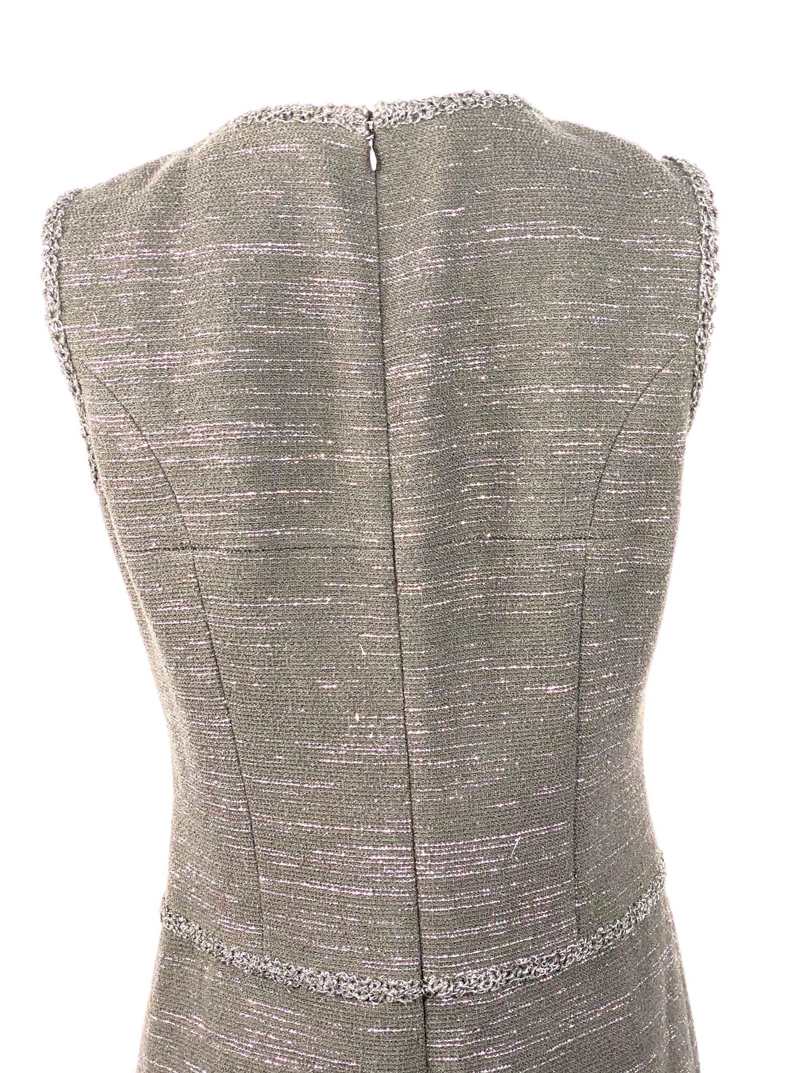 Chanel Black Tweed and Metallic Sleeveless Midi Dress Size 40 - 14