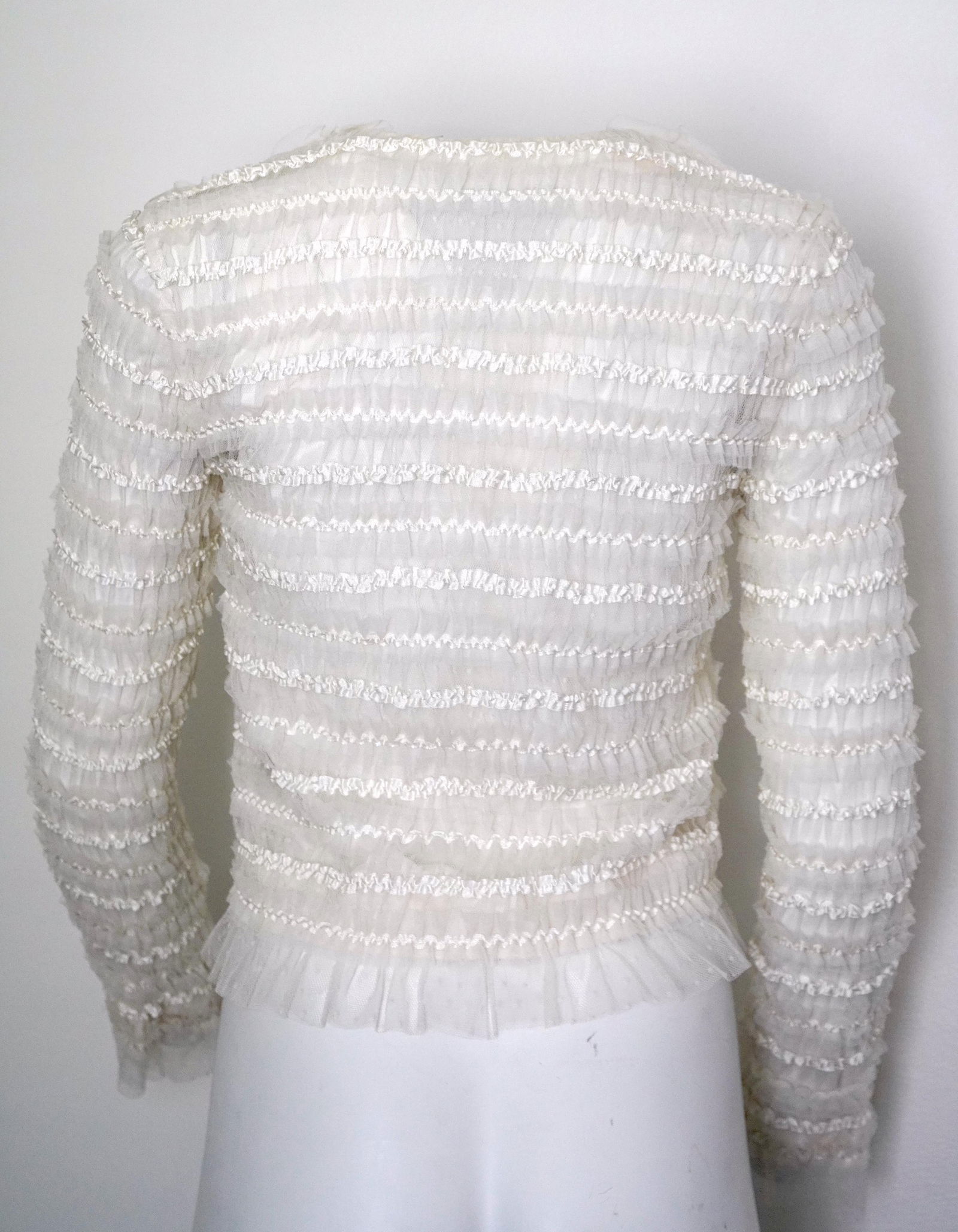 Givenchy Cream Mesh & Ribbon striped Zip Jacket Size 40 - 9