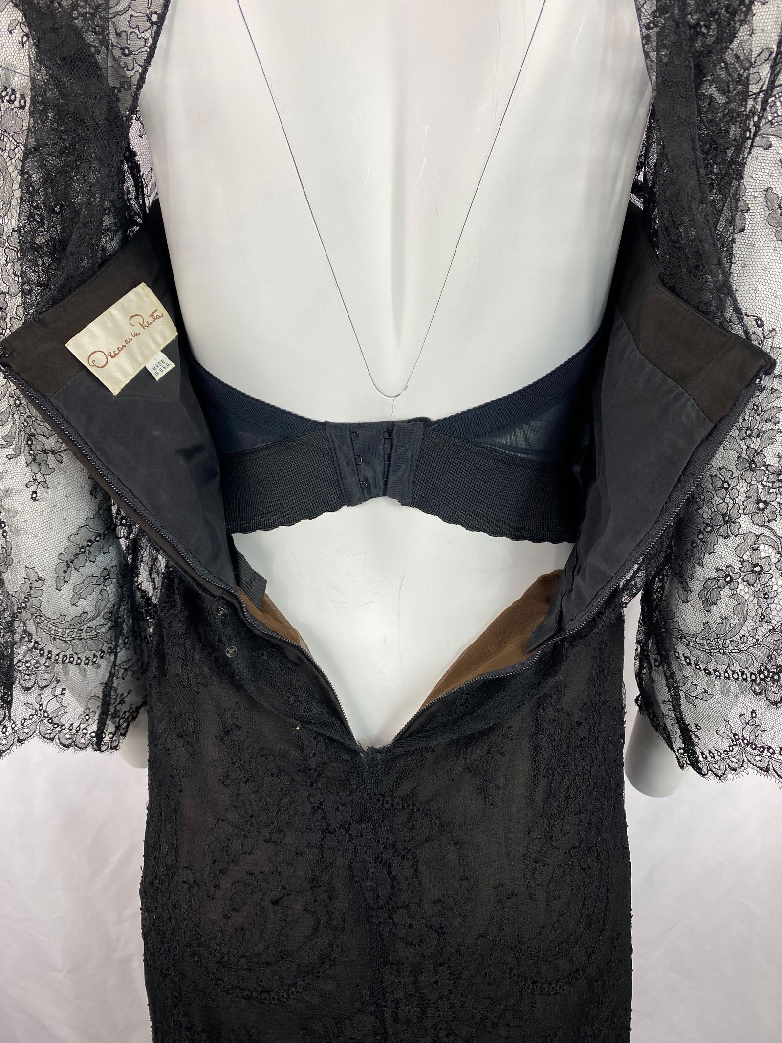 Oscar de la Renta Brown Lace Mini Dress - 5