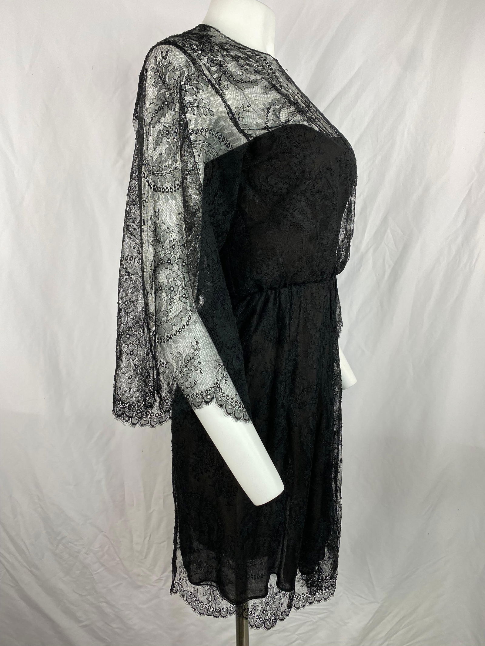 Oscar de la Renta Brown Lace Mini Dress - 9