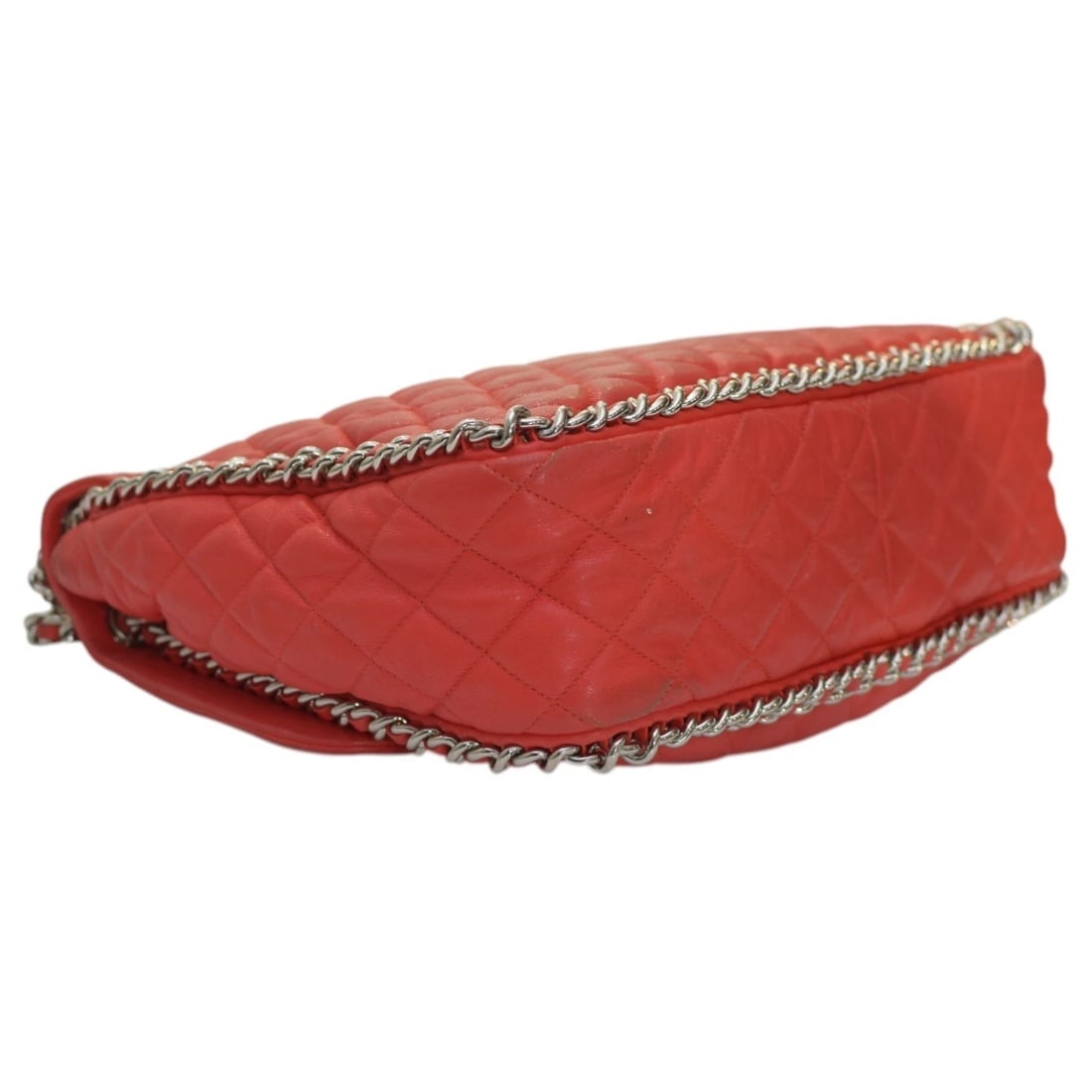 Chanel Red Calf Leather Chain Around Maxi Flap Bag - 10