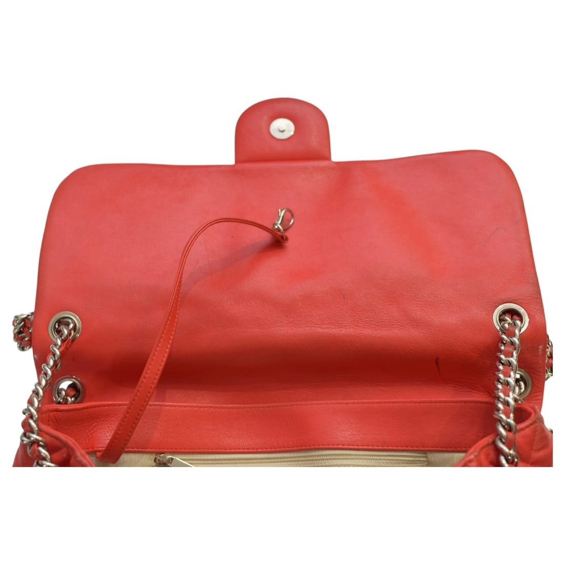 Chanel Red Calf Leather Chain Around Maxi Flap Bag - 17