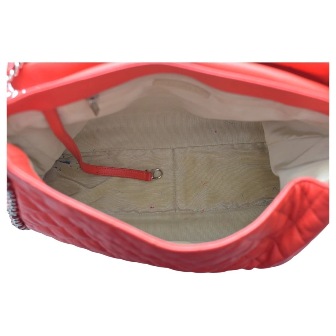 Chanel Red Calf Leather Chain Around Maxi Flap Bag - 18