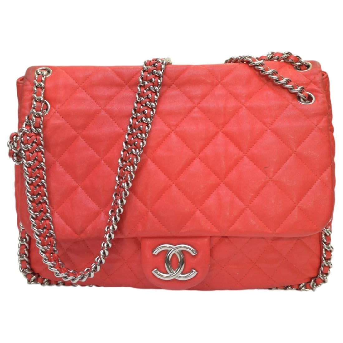 Chanel Red Calf Leather Chain Around Maxi Flap Bag: Title:Chanel Red Calf Leather Chain Around Maxi Flap BagDescription:Chanel Red Calf Leather Chain Around Maxi Flap Bag If you want to feel like a star then this is the bag for you !! This authentic
