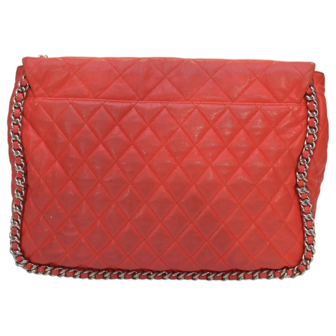 Chanel Red Calf Leather Chain Around Maxi Flap Bag - 2