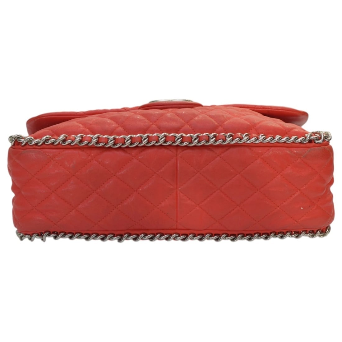 Chanel Red Calf Leather Chain Around Maxi Flap Bag - 6