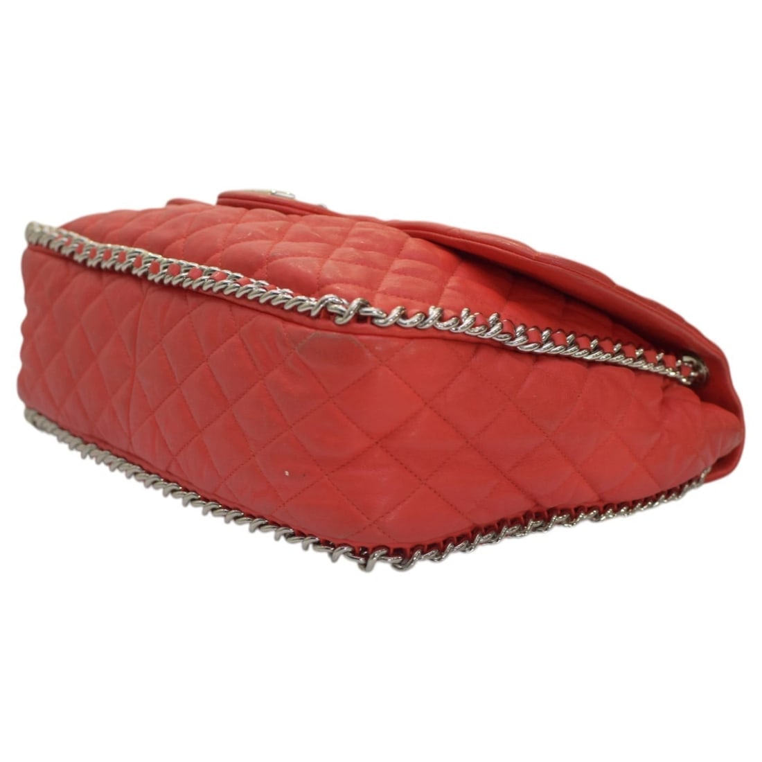 Chanel Red Calf Leather Chain Around Maxi Flap Bag - 8